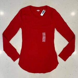 NWT Old Navy Red Waffle Long Sleeve Pajama Top, Women’s M